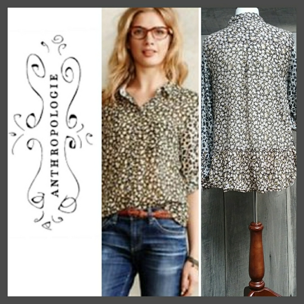 Anthropologie Holding Horses Floral Shirt Size 4